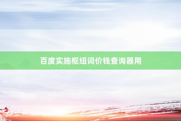 百度实施枢纽词价钱查询器用